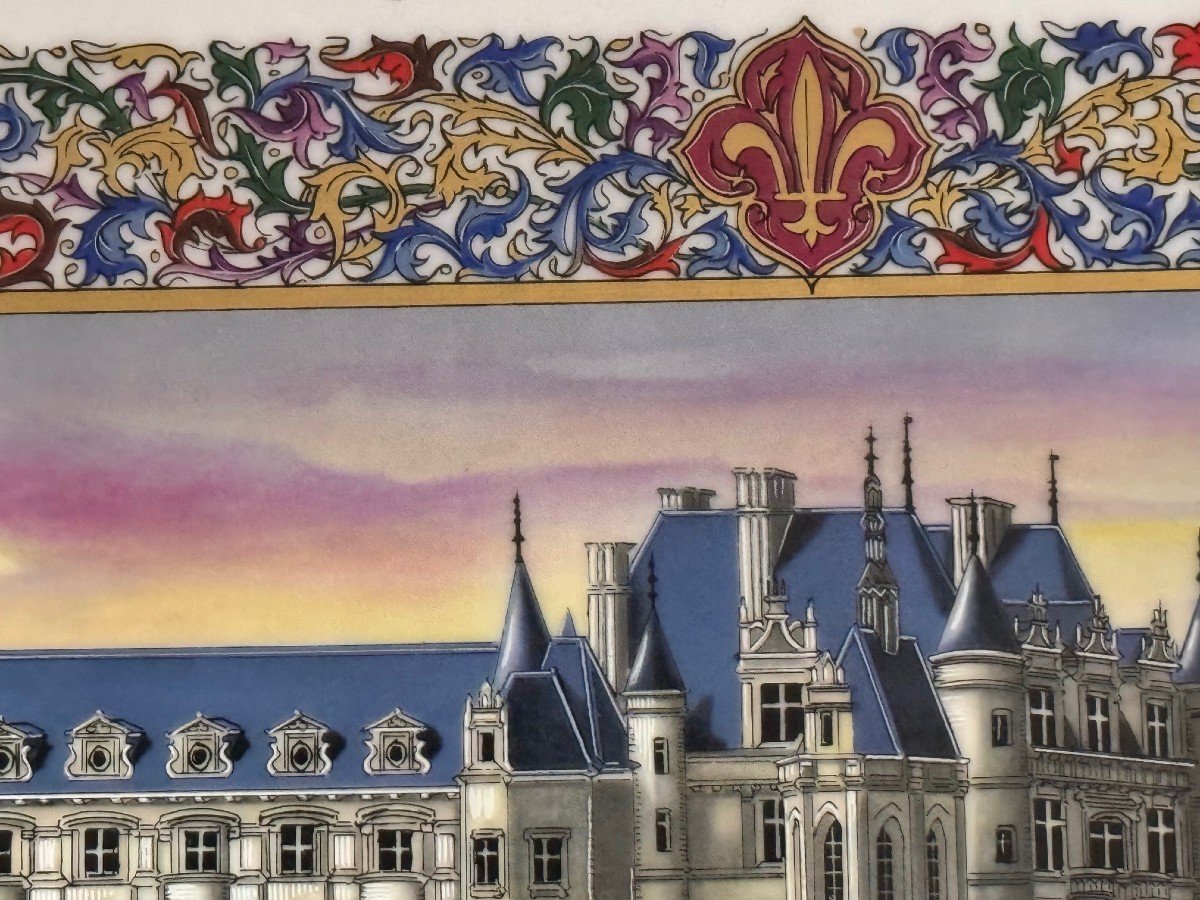  GRANDE MINIATURE SUR PORCELAINE DU CHÂTEAU DE CHENONCEAUX PAR JEAN GRADASSI -photo-6