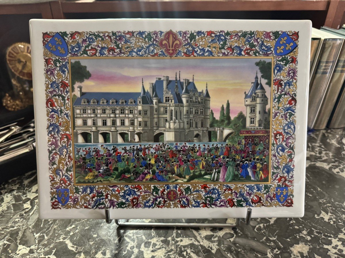  GRANDE MINIATURE SUR PORCELAINE DU CHÂTEAU DE CHENONCEAUX PAR JEAN GRADASSI 