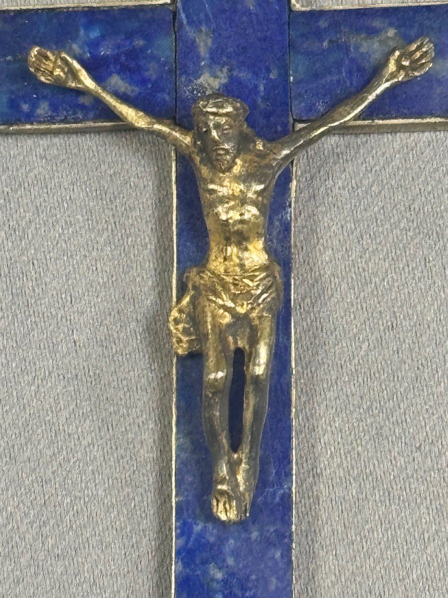 19th Century Cross On A Blue Lapis-lazuli Stone And Brass Background-photo-2