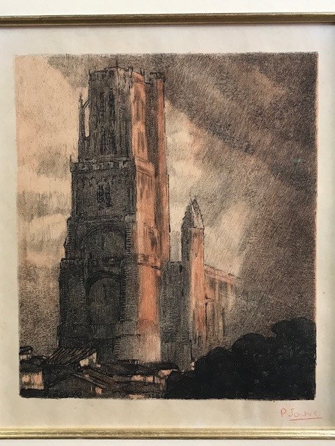 Jouve Paul (1878-1973) Lithograph Of The Cathedral Of Albi Signature In Red Pencil-photo-5