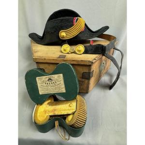 Bicorne, Paulettes, Sword Belt With Its Transport Case Of An Engineering Officer