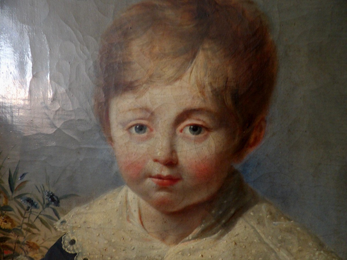 Tableau Portrait d'Un Enfant Début XIXème Siècle-photo-2