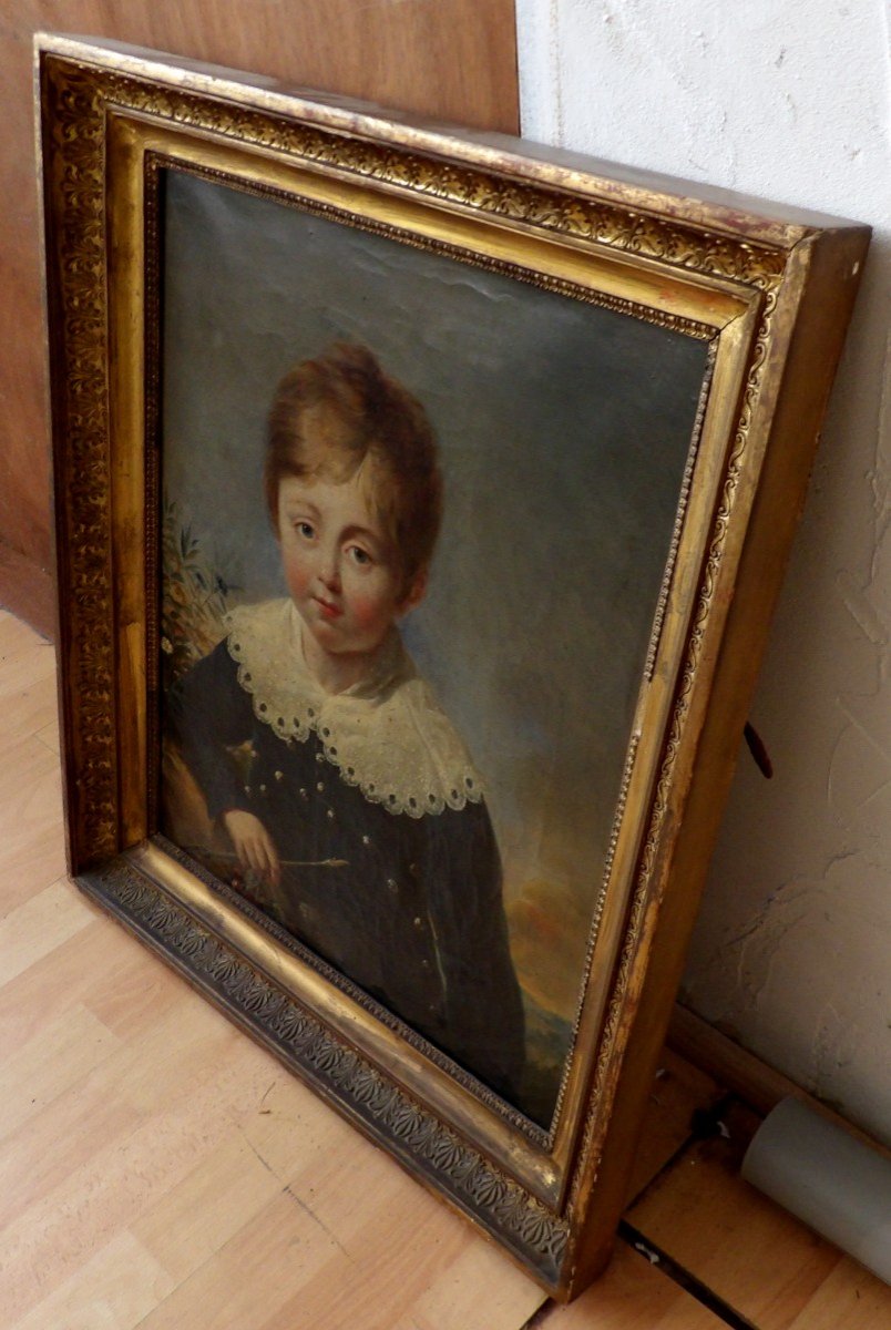 Tableau Portrait d'Un Enfant Début XIXème Siècle-photo-2