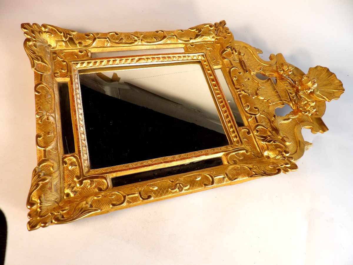 Early 19th Century Mirror In Golden Wood-photo-2