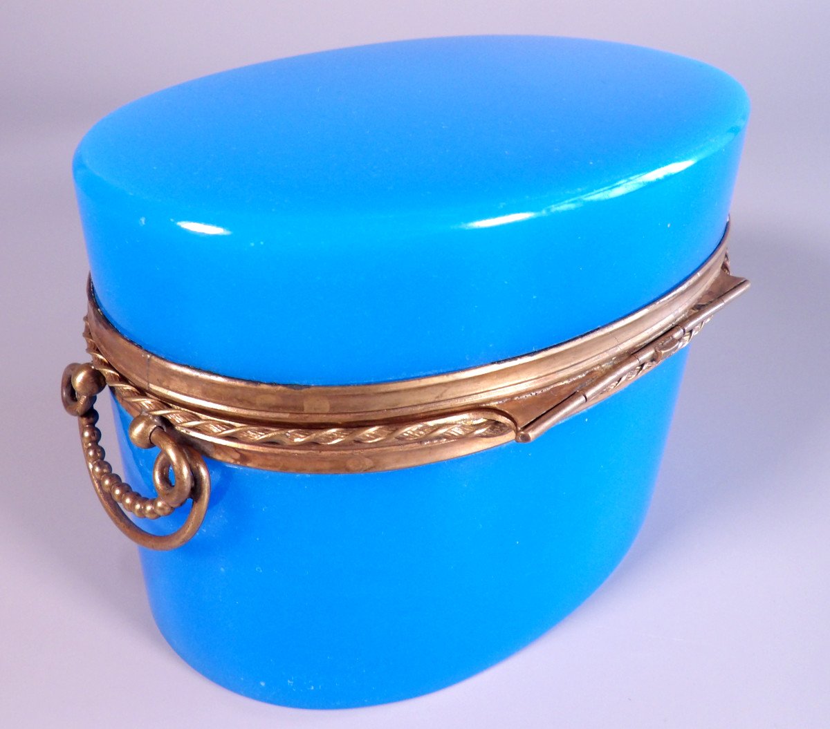 19th Century Blue Opaline And Gilt Bronze Box-photo-4