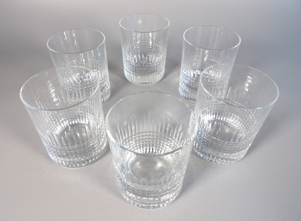 6 Baccarat Crystal Whiskey Glasses “nancy” Model