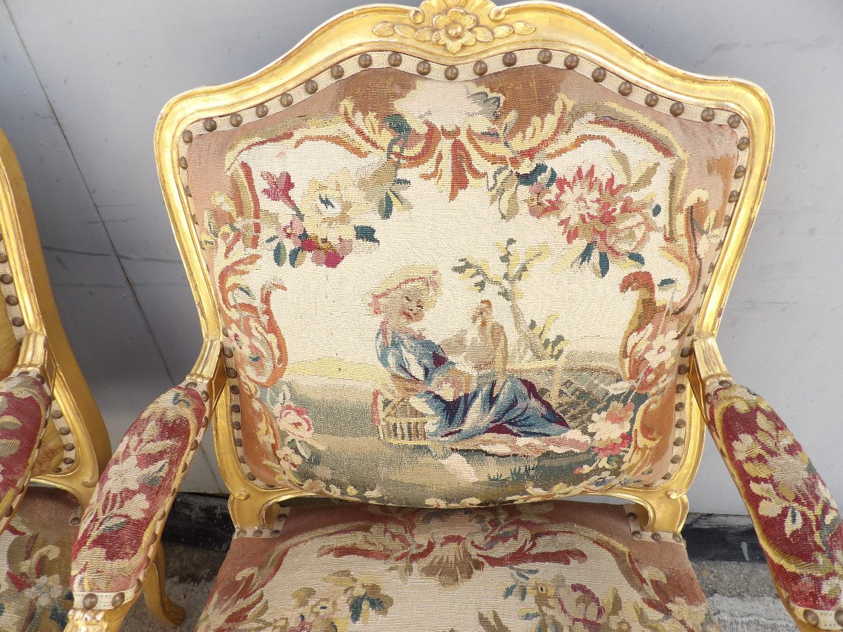 Paire de Fauteuils Louis XV dossier à la Reine par TILLIARD-photo-4