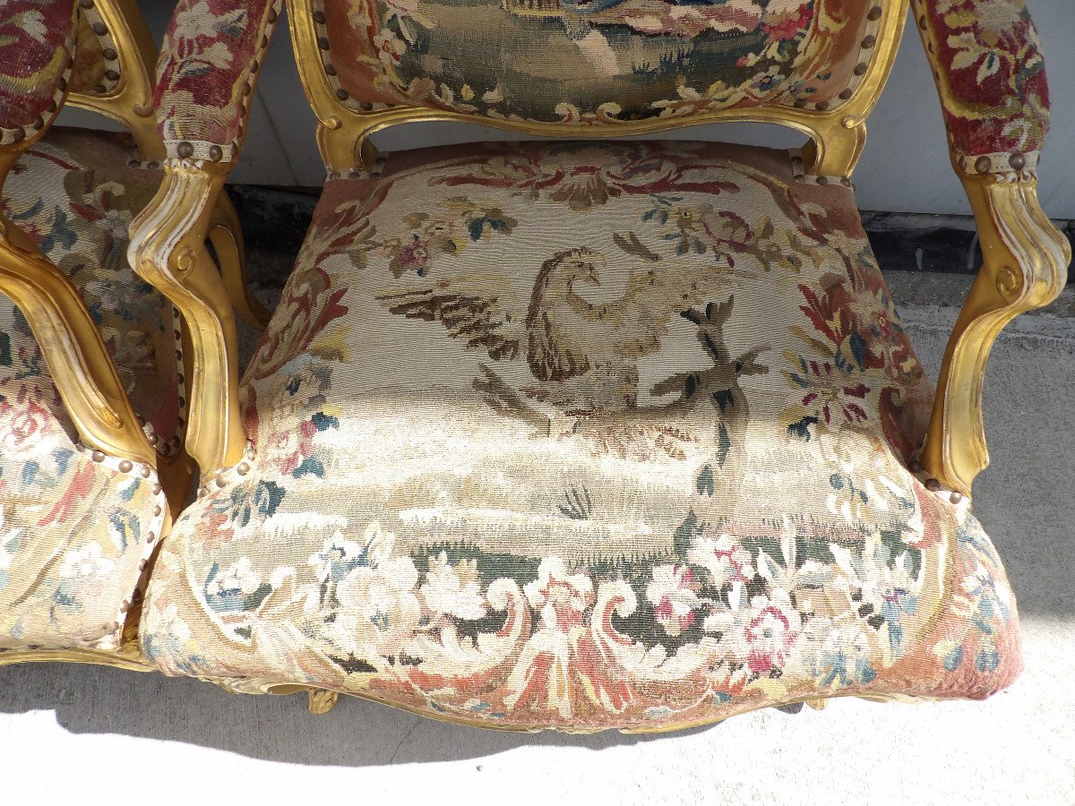 Paire de Fauteuils Louis XV dossier à la Reine par TILLIARD-photo-1