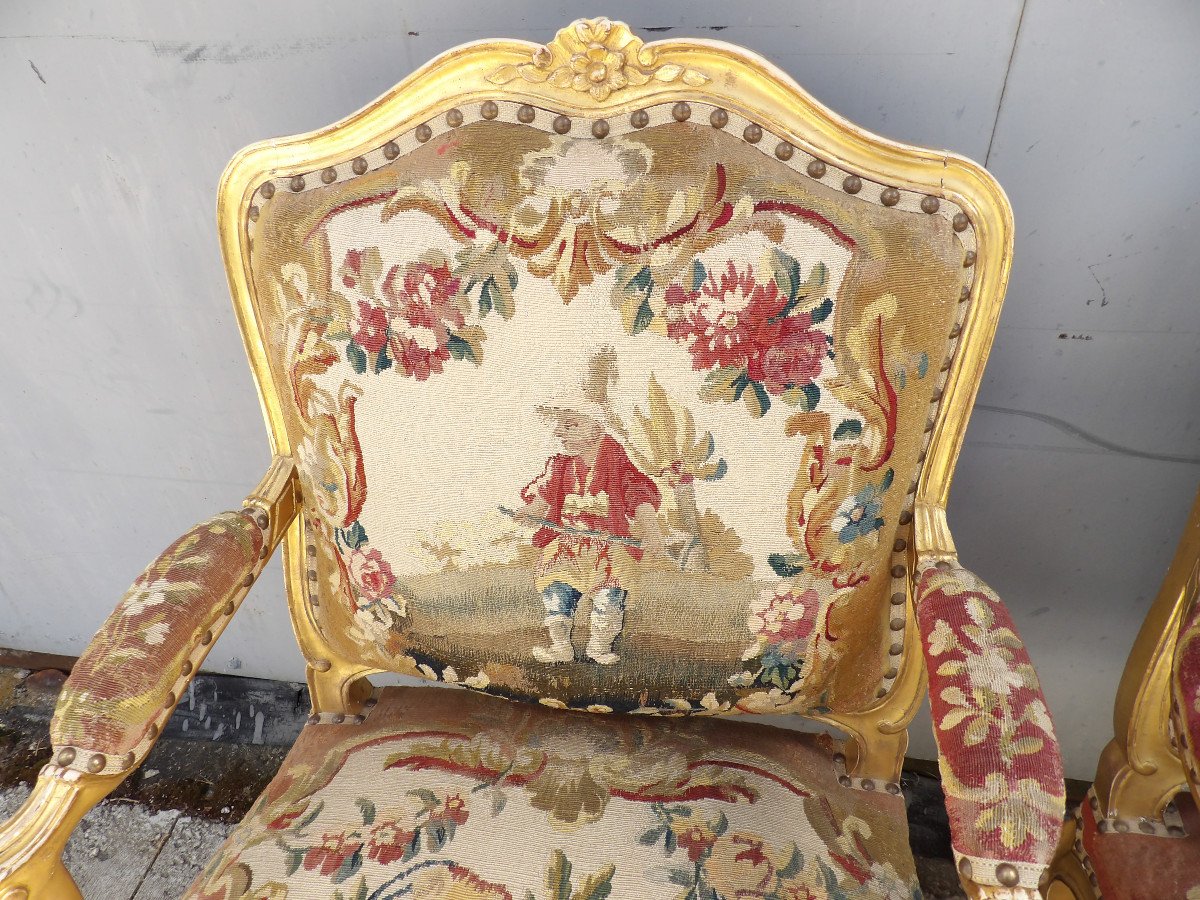 Paire de Fauteuils Louis XV dossier à la Reine par TILLIARD-photo-3