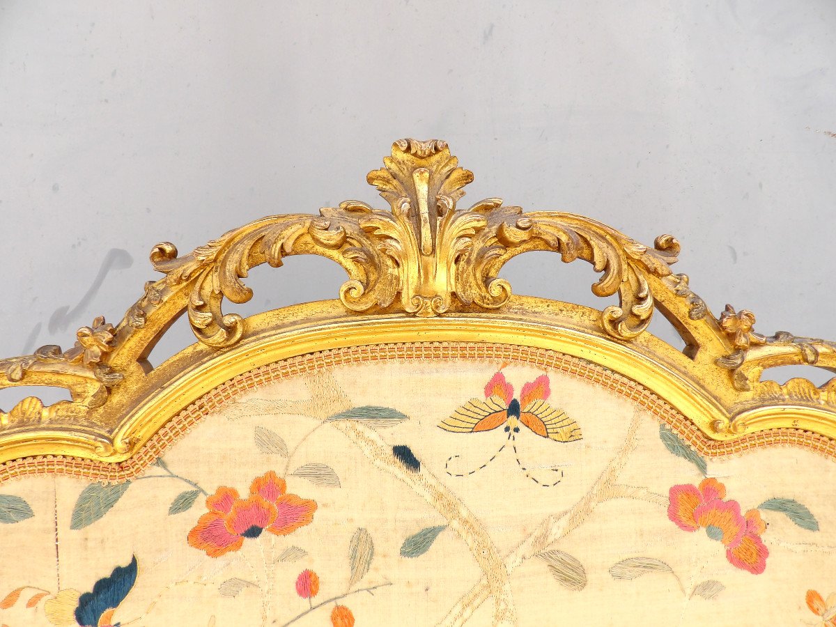 Richly Molded Gilded Wood Fireplace Screen-photo-4