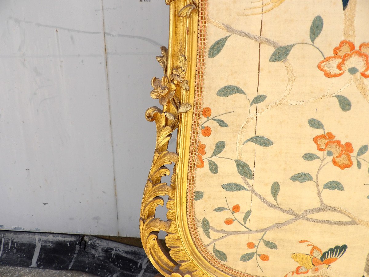 Richly Molded Gilded Wood Fireplace Screen-photo-5