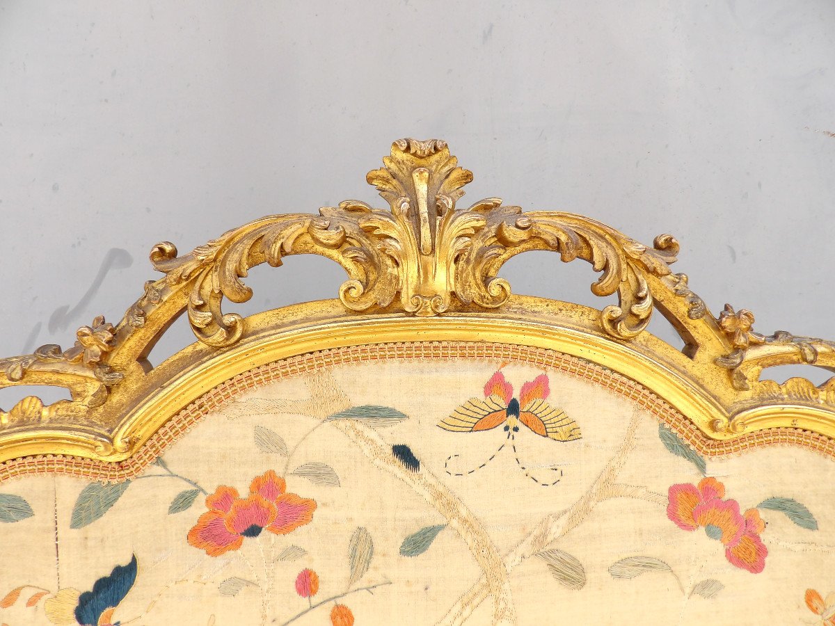 Richly Molded Gilded Wood Fireplace Screen-photo-6