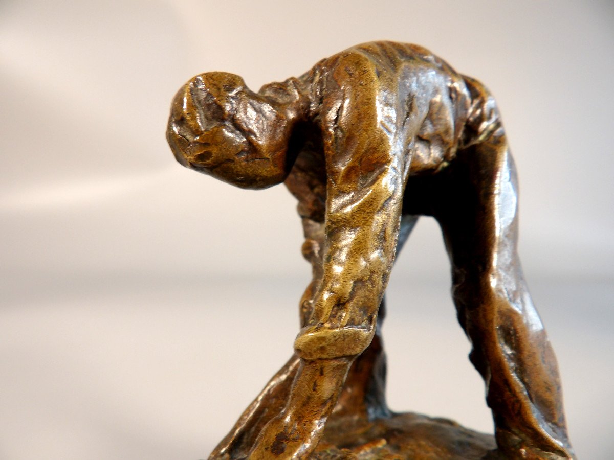 Bronze sur Socle en Marbre "Le Paysan" par Jules DALOU-photo-4