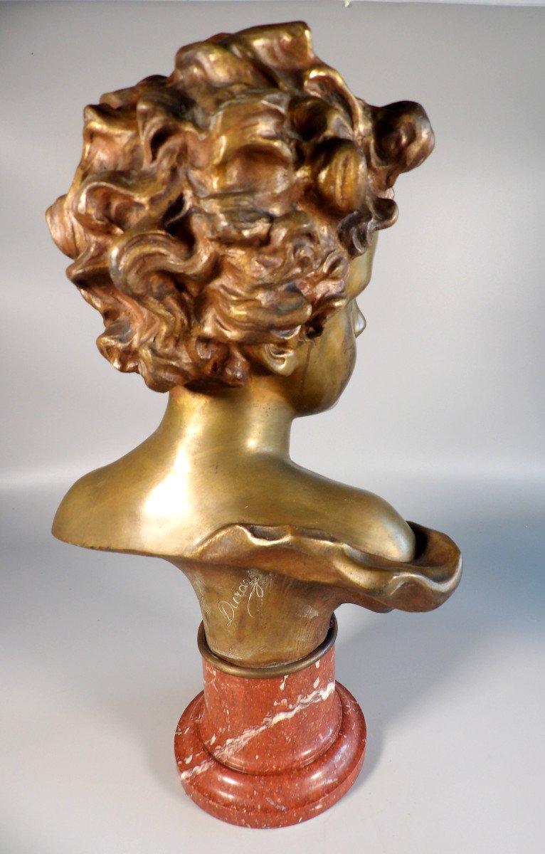 Bronze "bust Of A Little Girl" By Duray-photo-2