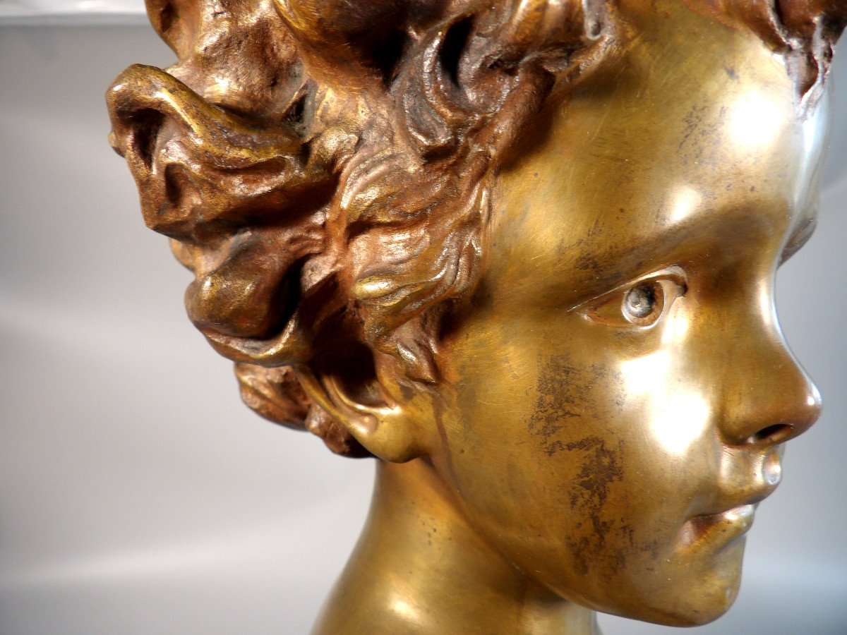 Bronze "bust Of A Little Girl" By Duray-photo-7