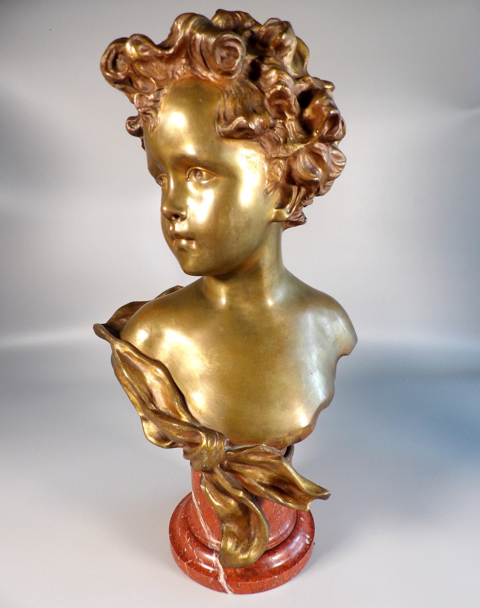 Bronze "bust Of A Little Girl" By Duray