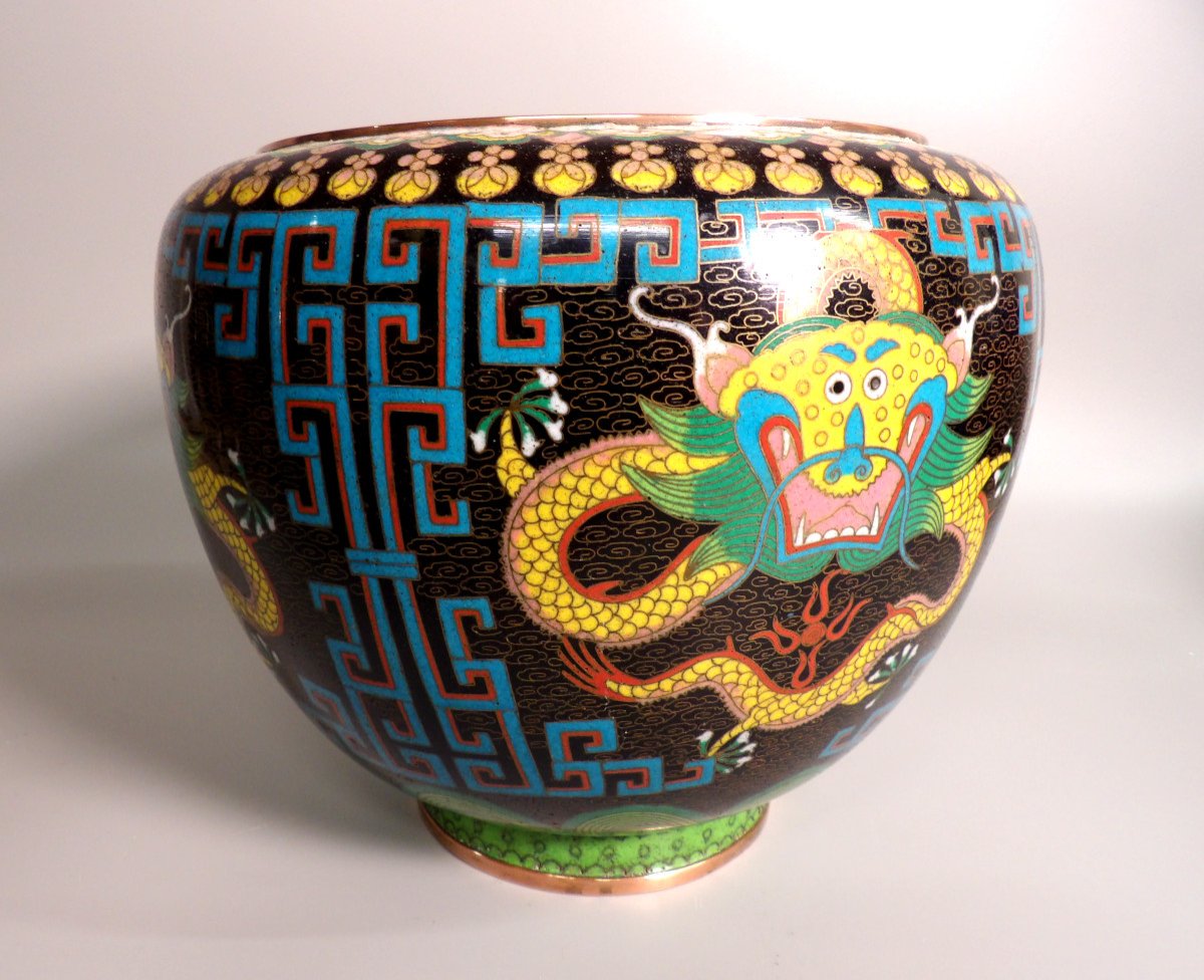 Asian Open Pot In Cloisonné Enamel-photo-2