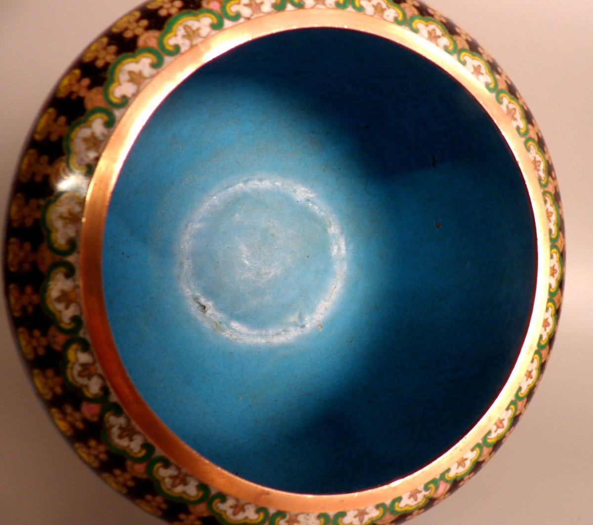 Asian Open Pot In Cloisonné Enamel-photo-2