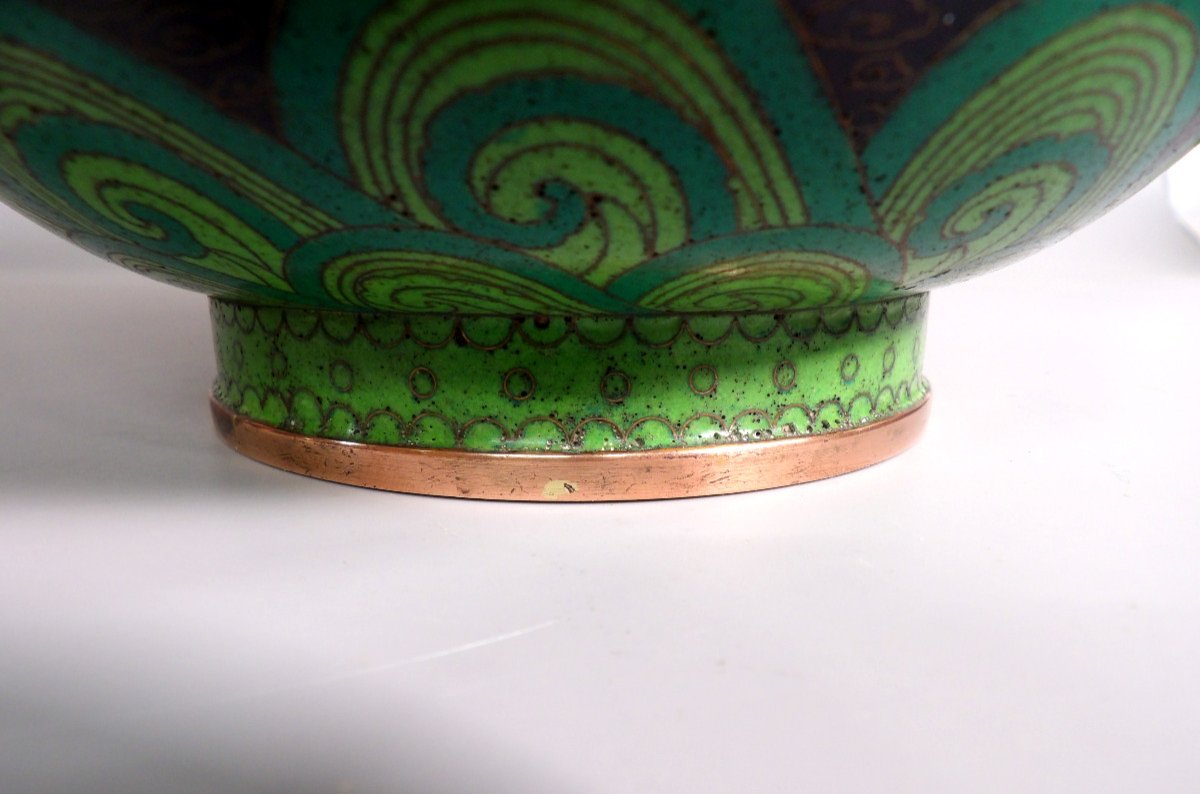 Asian Open Pot In Cloisonné Enamel-photo-6