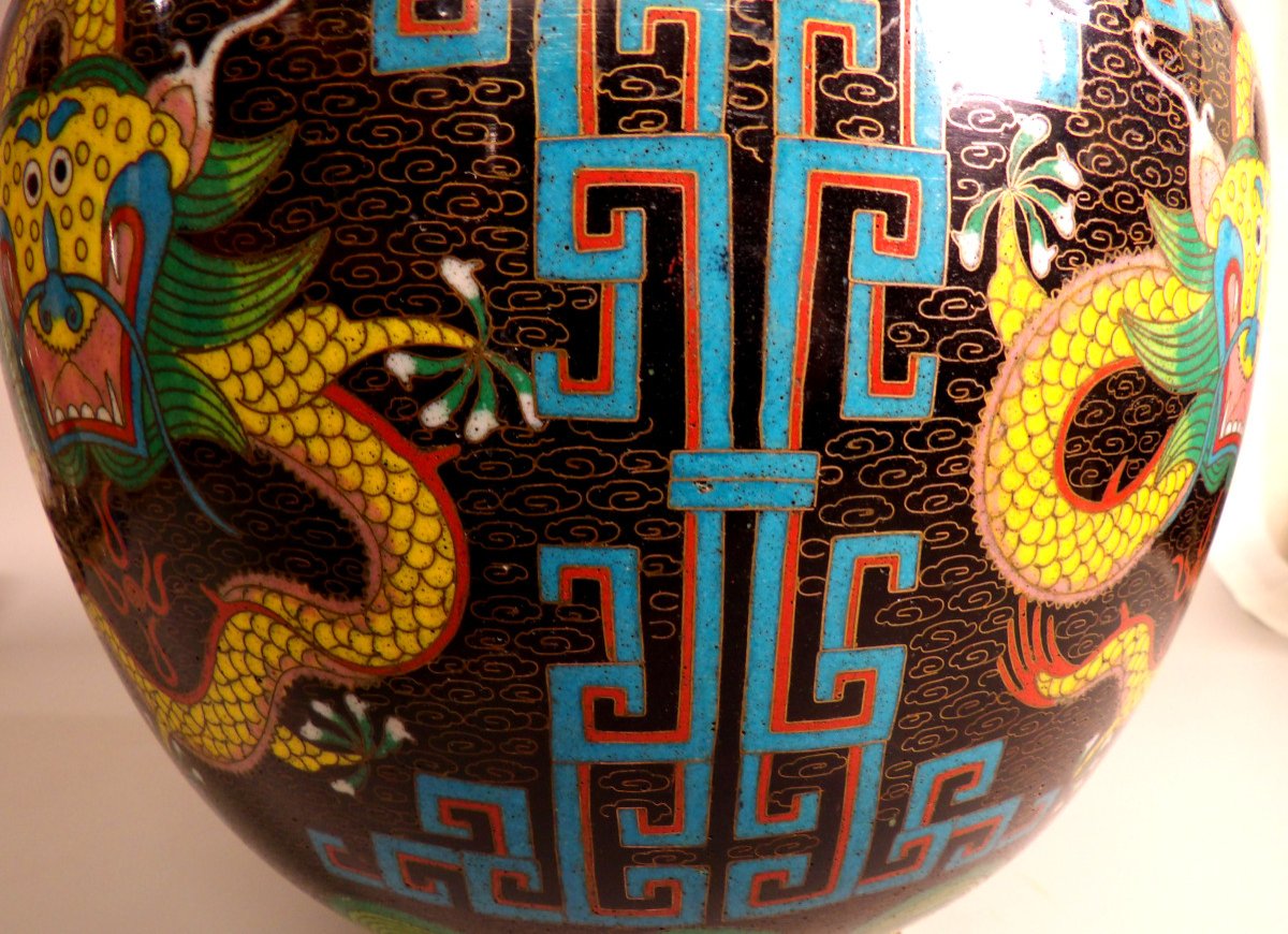 Asian Open Pot In Cloisonné Enamel-photo-7