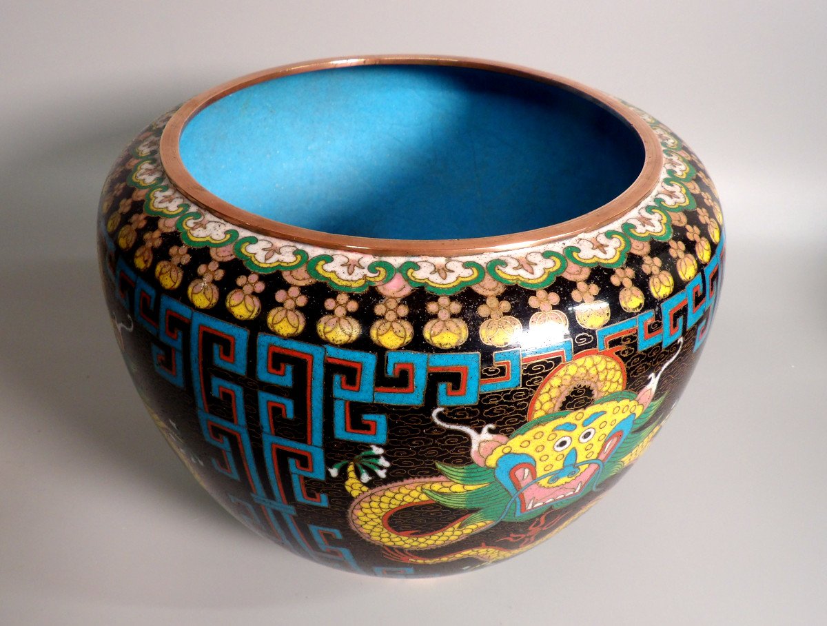 Asian Open Pot In Cloisonné Enamel