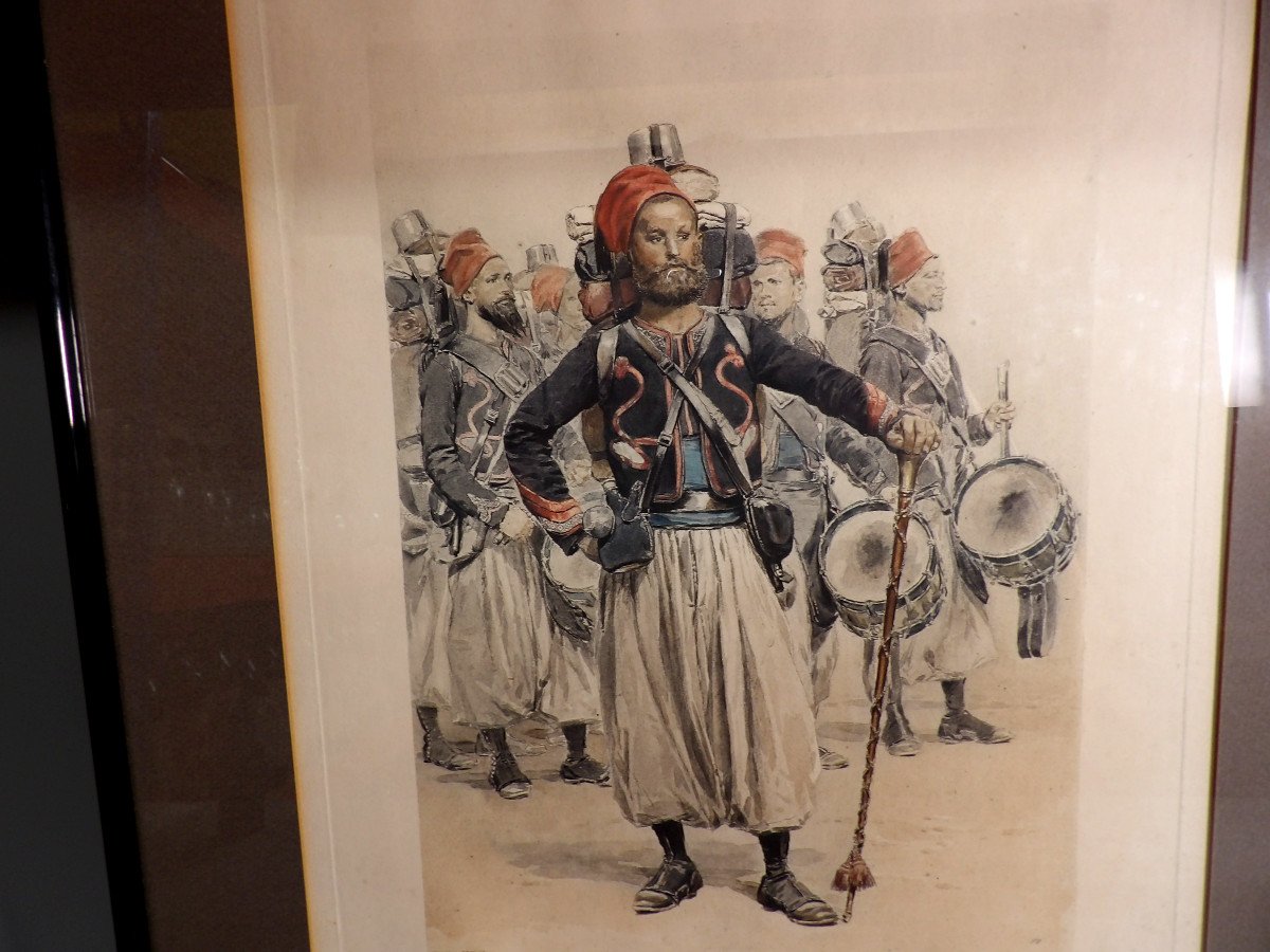 Polychrome Engraving By Edouard Detaille (1848-1912) - Zouaves-photo-2