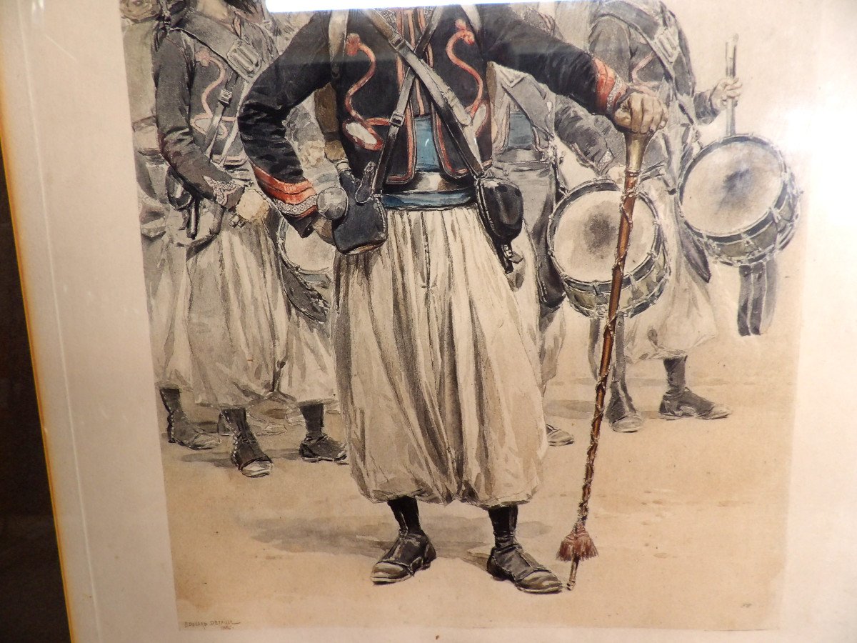 Polychrome Engraving By Edouard Detaille (1848-1912) - Zouaves-photo-4