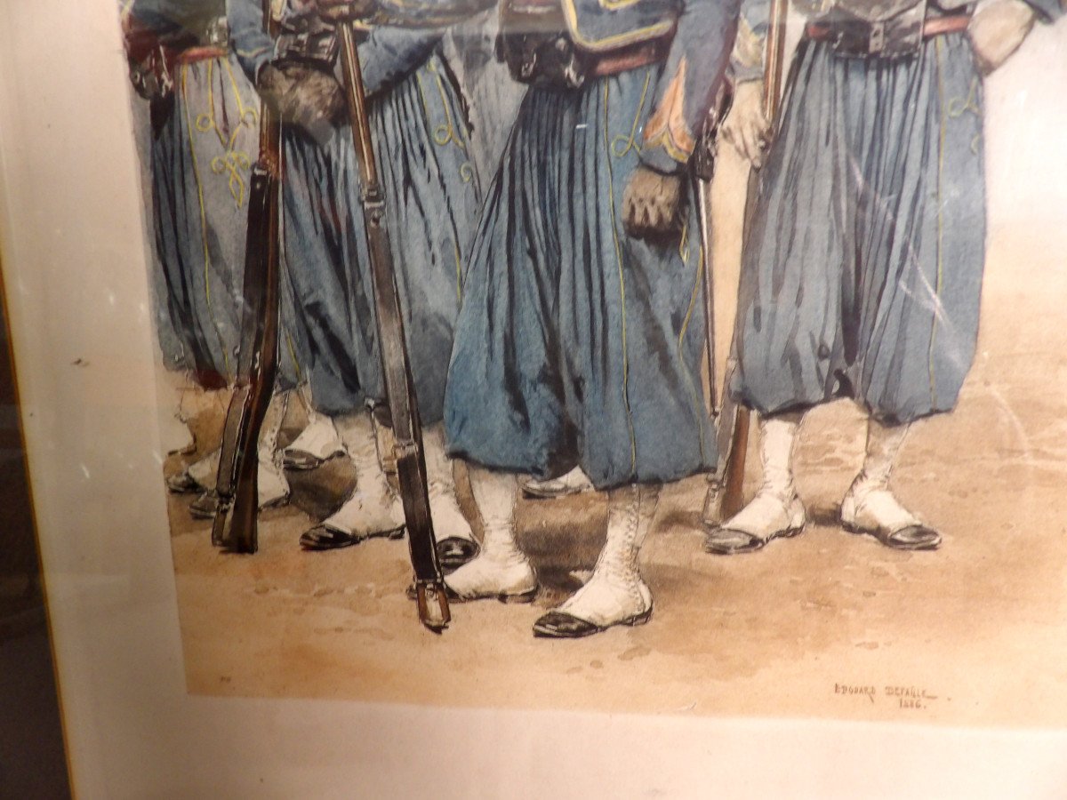 Gravure Polychrome Par Edouard Detaille (1848-1912) - Tirailleurs-photo-4