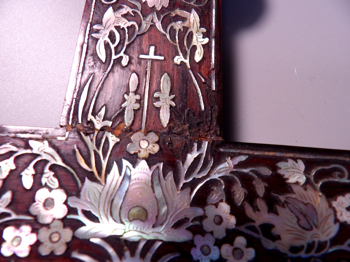 Antique Wooden Crucifix Inlaid With Mother-of-pearl-photo-5