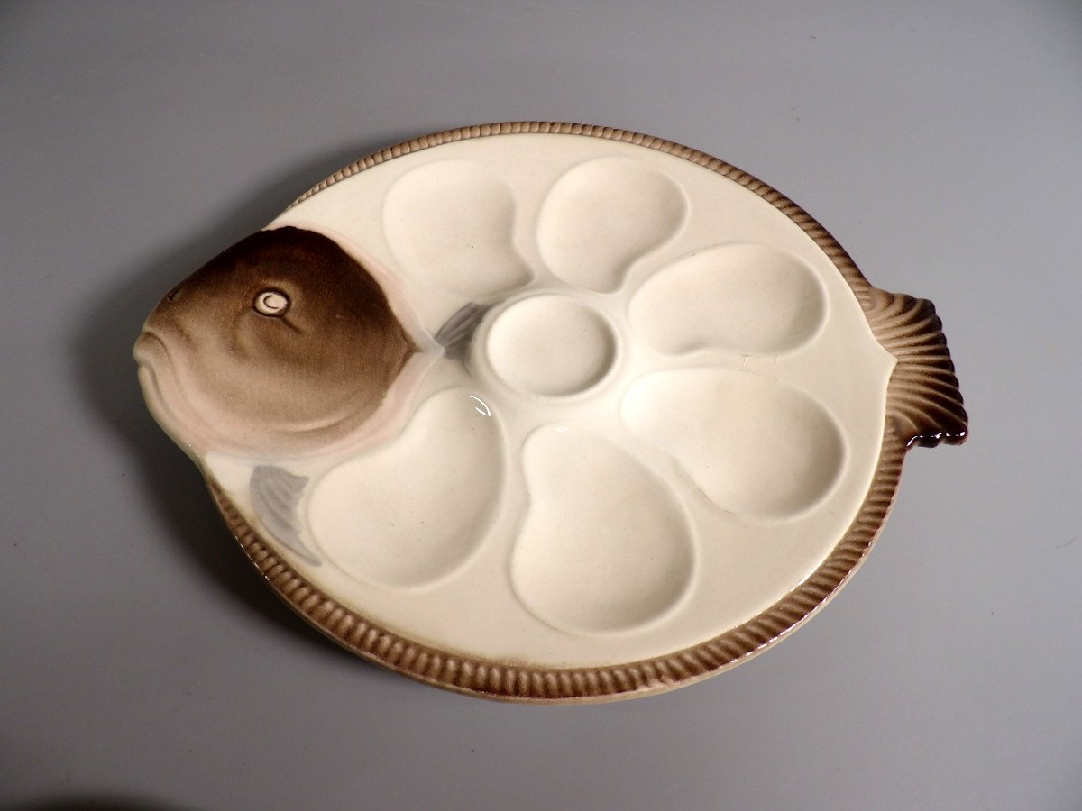 26-piece Fish And Shellfish Service In Crackle Earthenware By Longwy, Copenhagen Model-photo-4