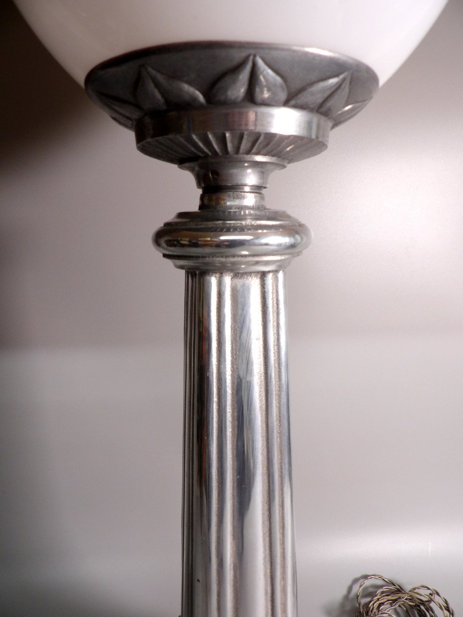 1920s Art Nouveau Style Aluminum Lamp-photo-3