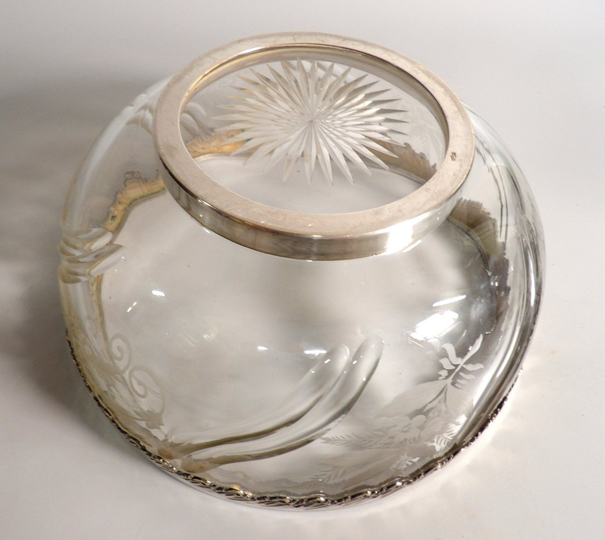 Coupe Art Nouveau rehaussée de Métal Argenté par Victor SAGLIER (1809-1894)-photo-2