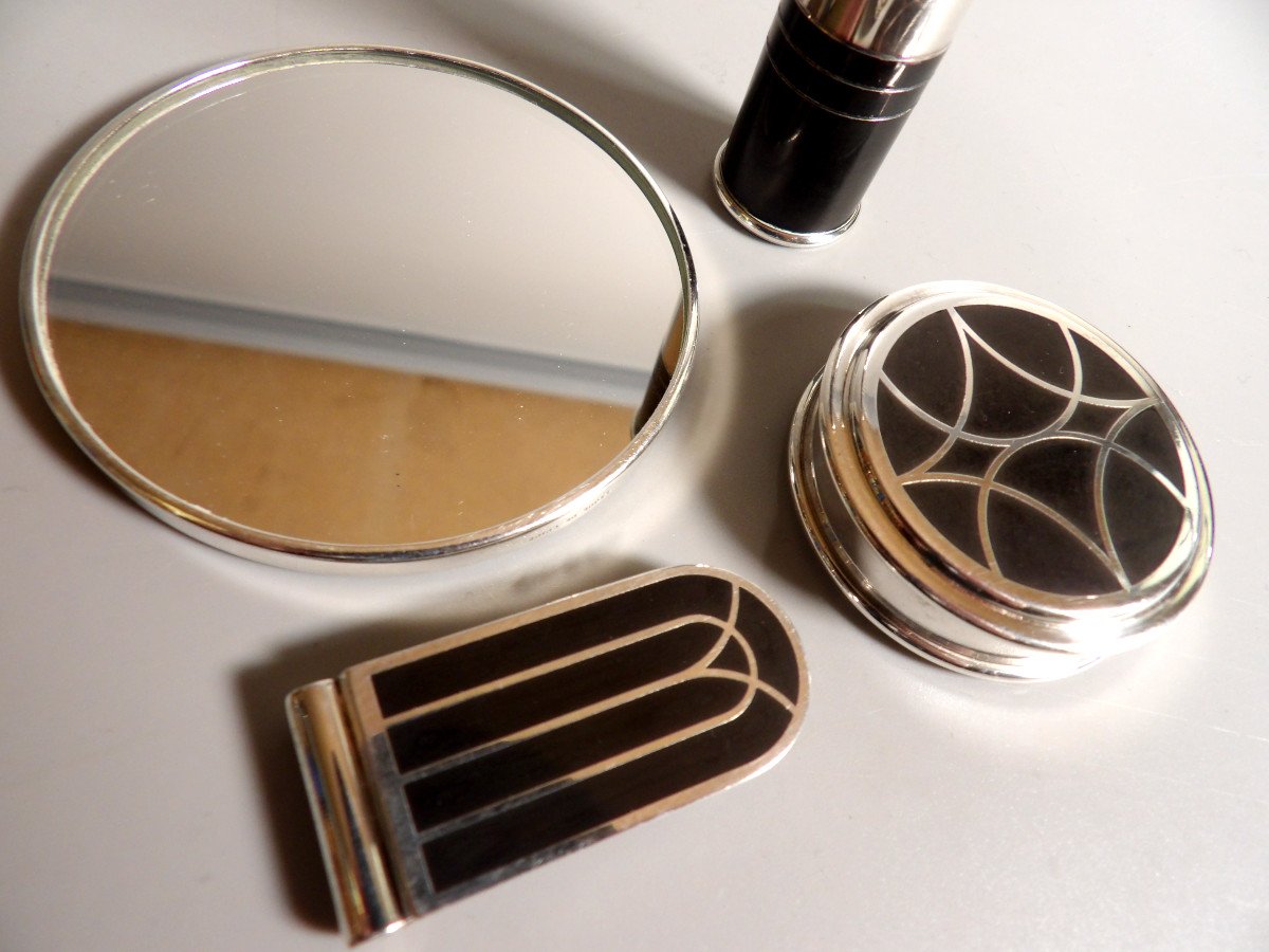 Mirror, Pillbox, Money Clip And Spray Set By Cristofle - "talisman" Range-photo-3