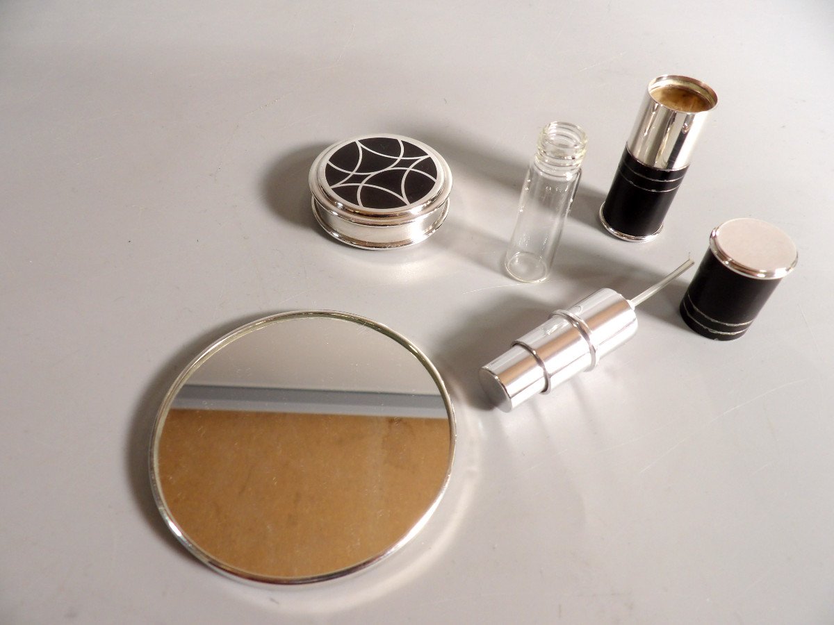 Mirror, Pillbox, Money Clip And Spray Set By Cristofle - "talisman" Range-photo-4