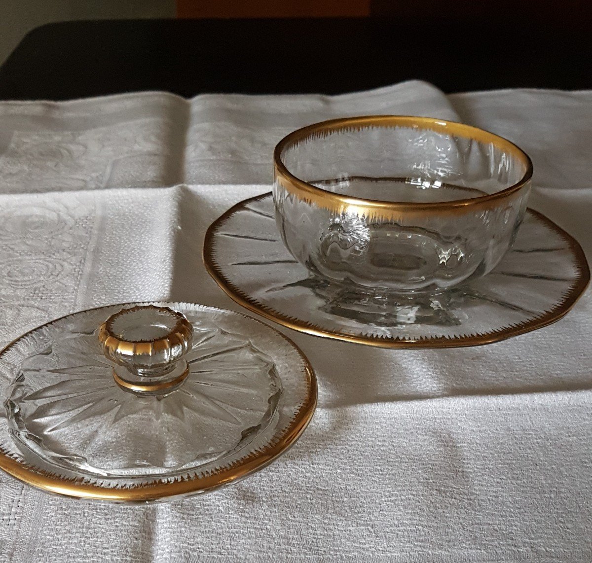 Covered Jampot And Its Daum Crystal Saucer - 19th Time-photo-4