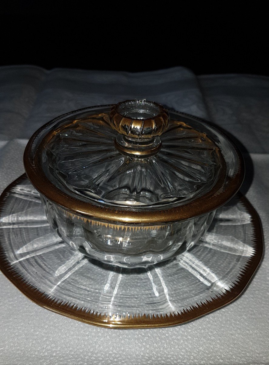 Covered Jampot And Its Daum Crystal Saucer - 19th Time-photo-7