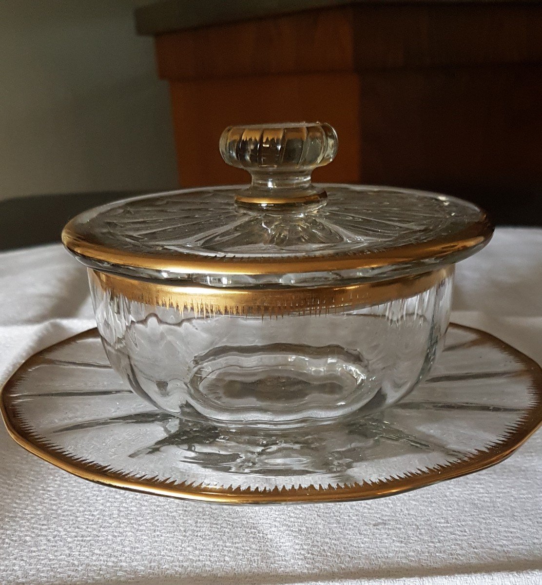 Covered Jampot And Its Daum Crystal Saucer - 19th Time-photo-8