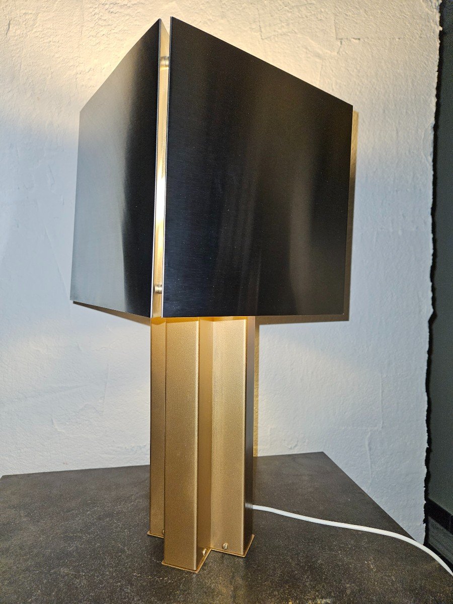 Chrome Metal And Gold Metal Lamp Year 1970-photo-4