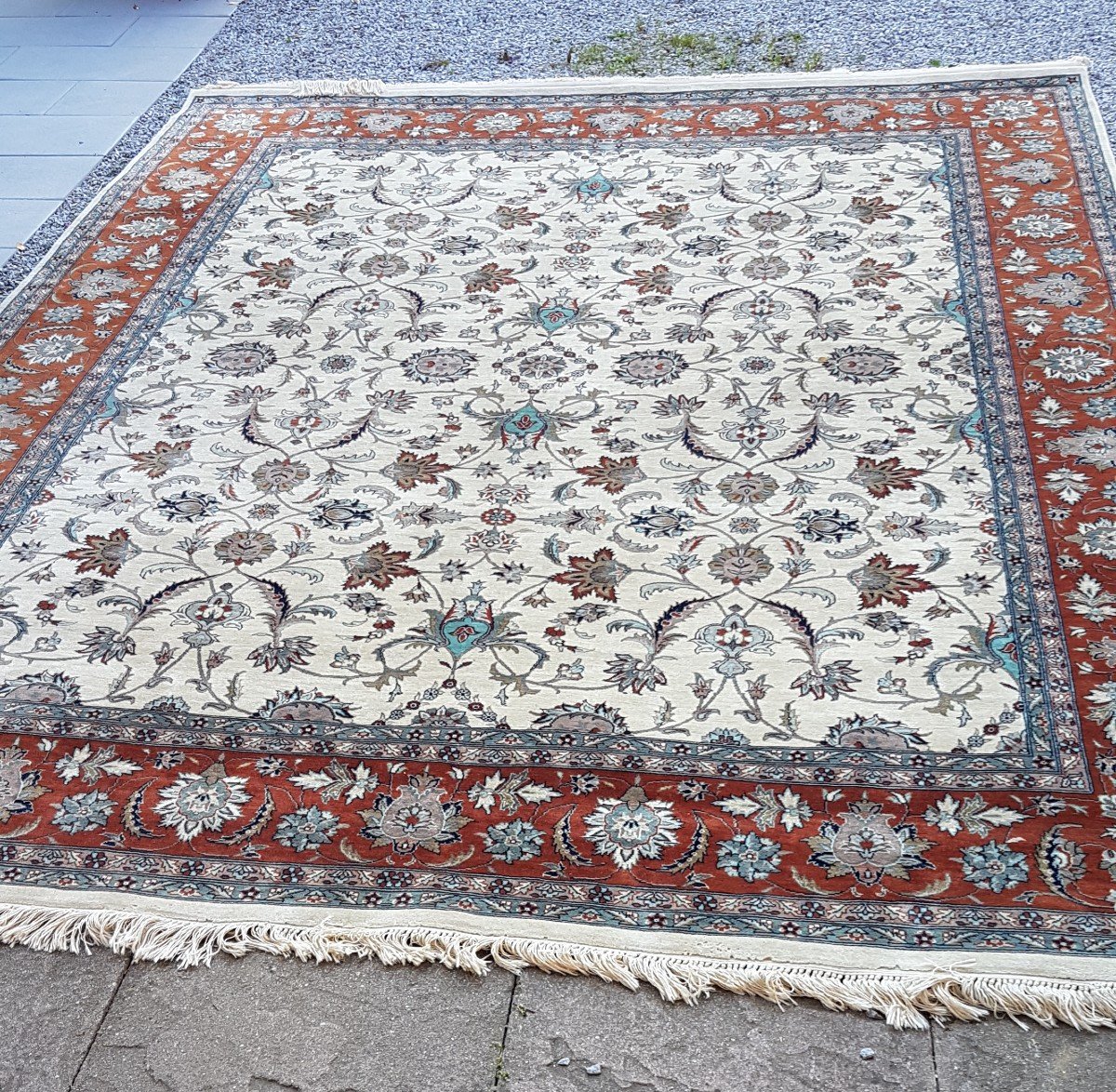 Tapis Ispahan - Iran  307cm  X 247cm  En Laine -  Milieu 20ème