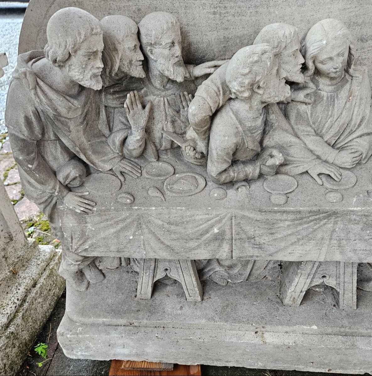 Sculpture Bas Relief En Pierre - époque  époque Début 19ème - Repas La Cène De Jésus-photo-2