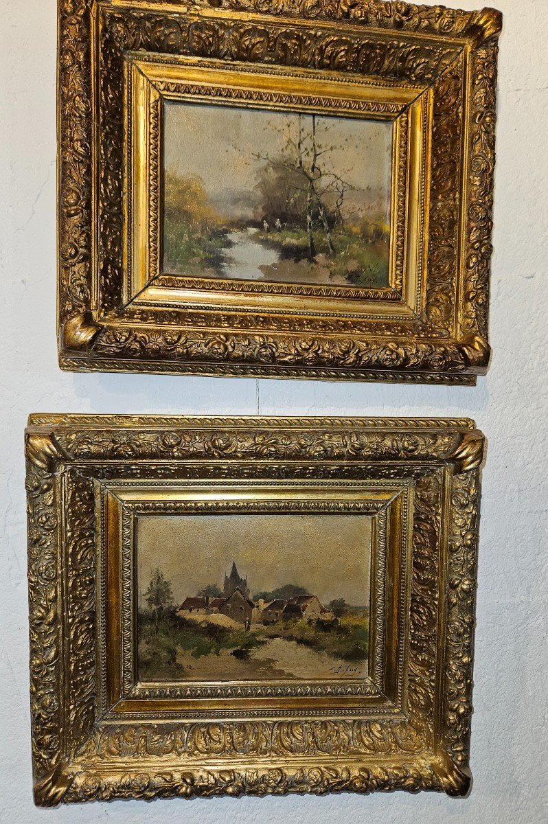 Paire De Tableaux Du Peintre  Eugène Galien Laloue  -   Signé Léon Dupuy.  époque 19ème.-photo-8