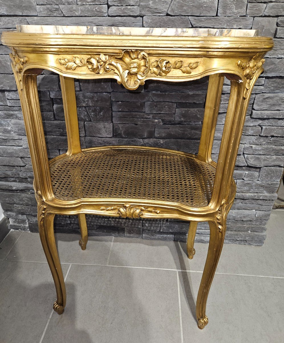 Guéridon Table En Bois Doré - Style Louis XV - époque 20ème .-photo-2