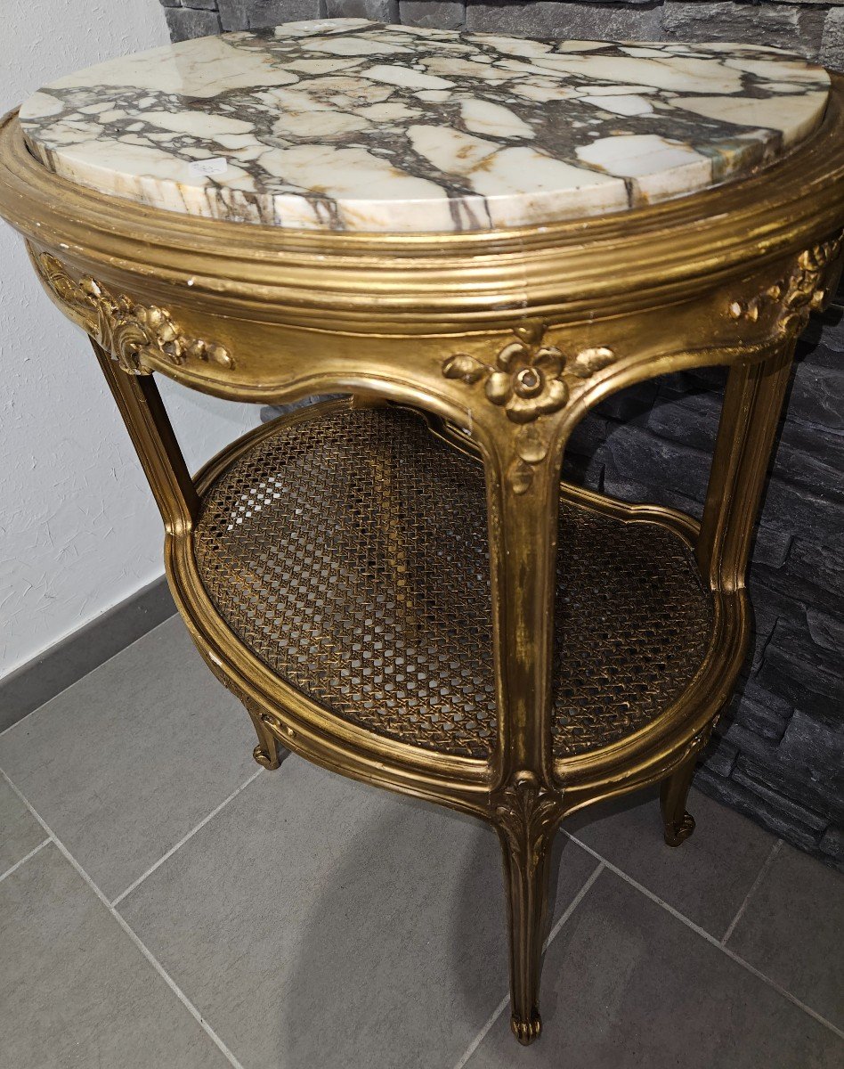 Guéridon Table En Bois Doré - Style Louis XV - époque 20ème .-photo-6