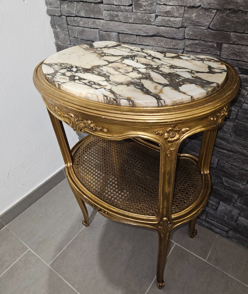 Guéridon Table En Bois Doré - Style Louis XV - époque 20ème .-photo-7