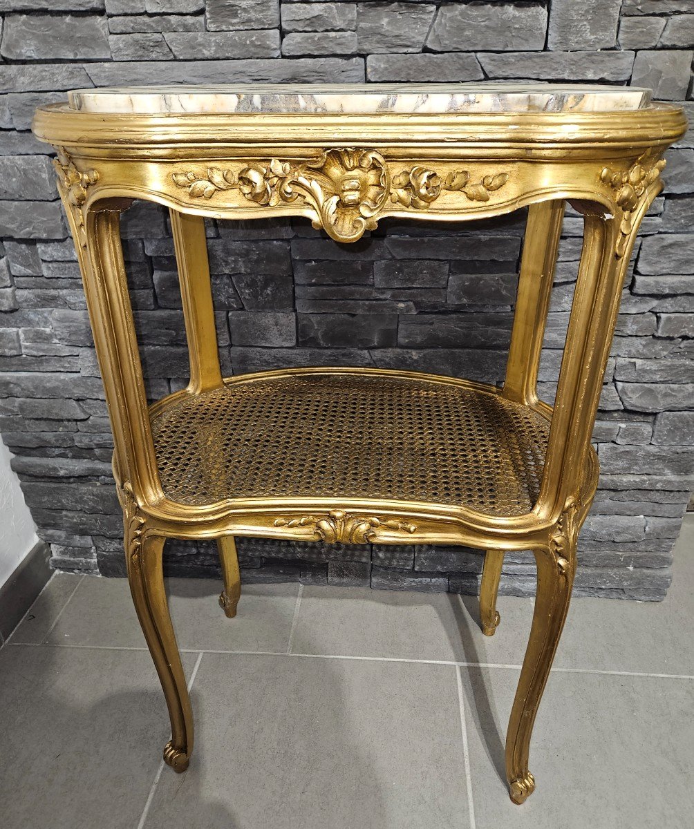 Guéridon Table En Bois Doré - Style Louis XV - époque 20ème .-photo-8