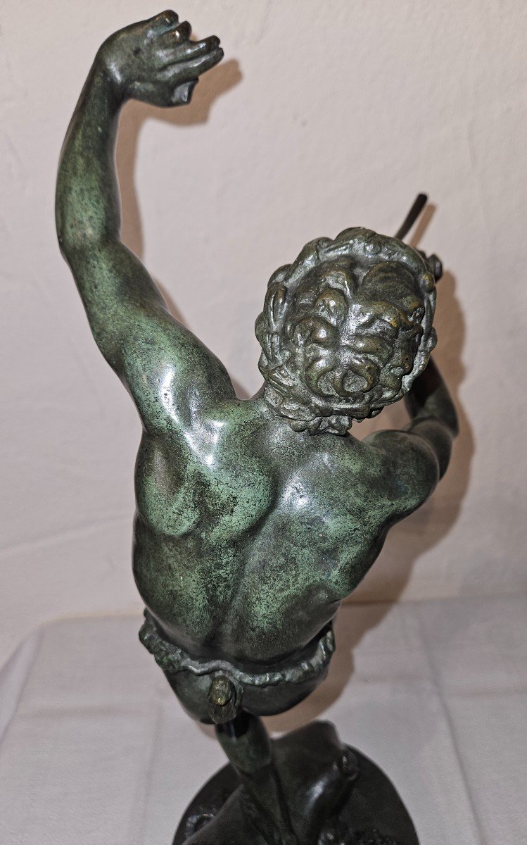 Sculpture Bronze De Bacchus Dansant Et Jouant De La Flute  -  époque 19ème --photo-2