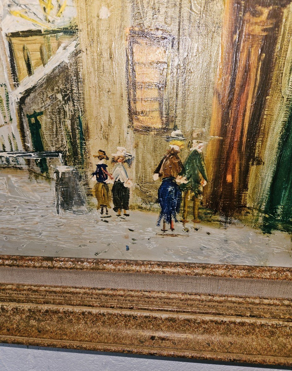 Tableau Huile Sur Toile - Maurice Utrillo (d'après) - (1883 - 1955) - Rue De Montmartre   20ème-photo-2