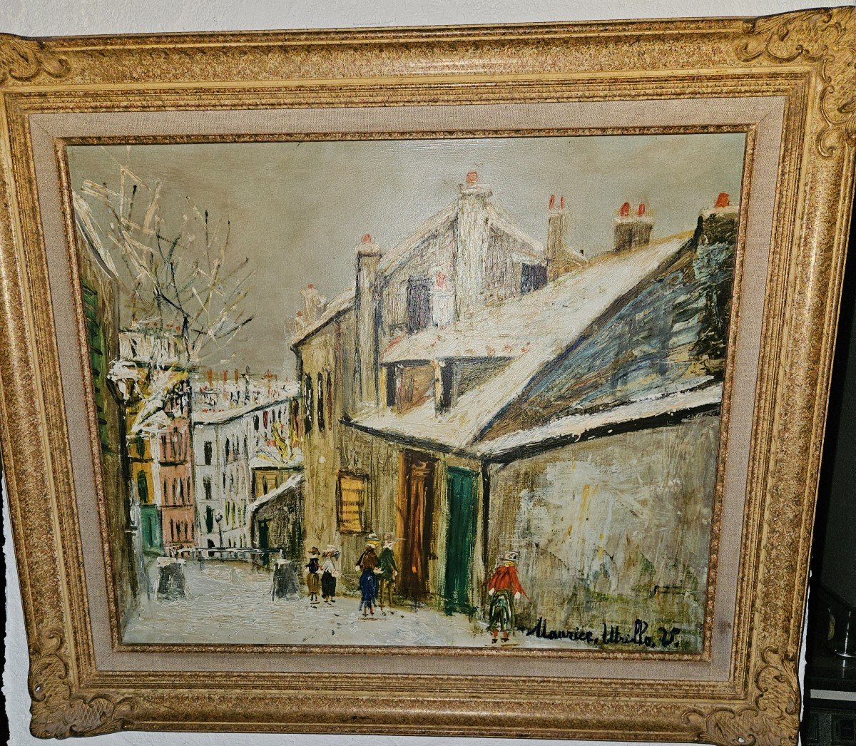 Tableau Huile Sur Toile - Maurice Utrillo (d'après) - (1883 - 1955) - Rue De Montmartre   20ème-photo-7