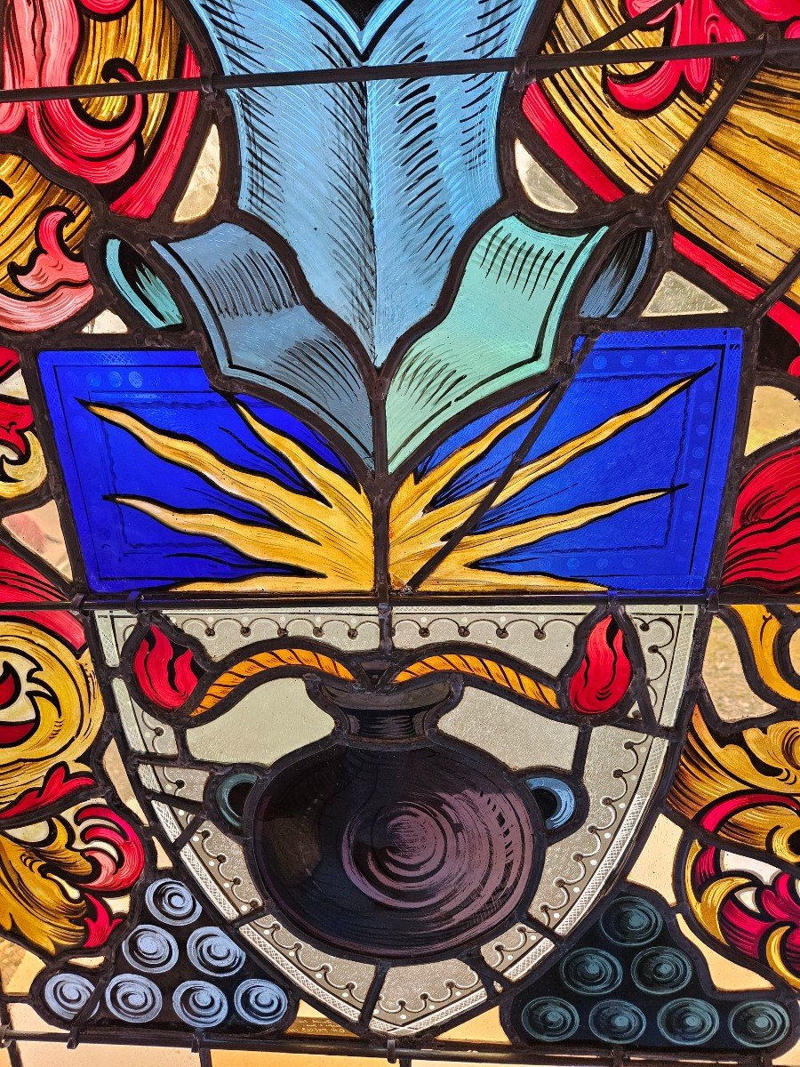 Stained Glass Window Of An Old Strasbourg Brewery - Early 20th Century-photo-7