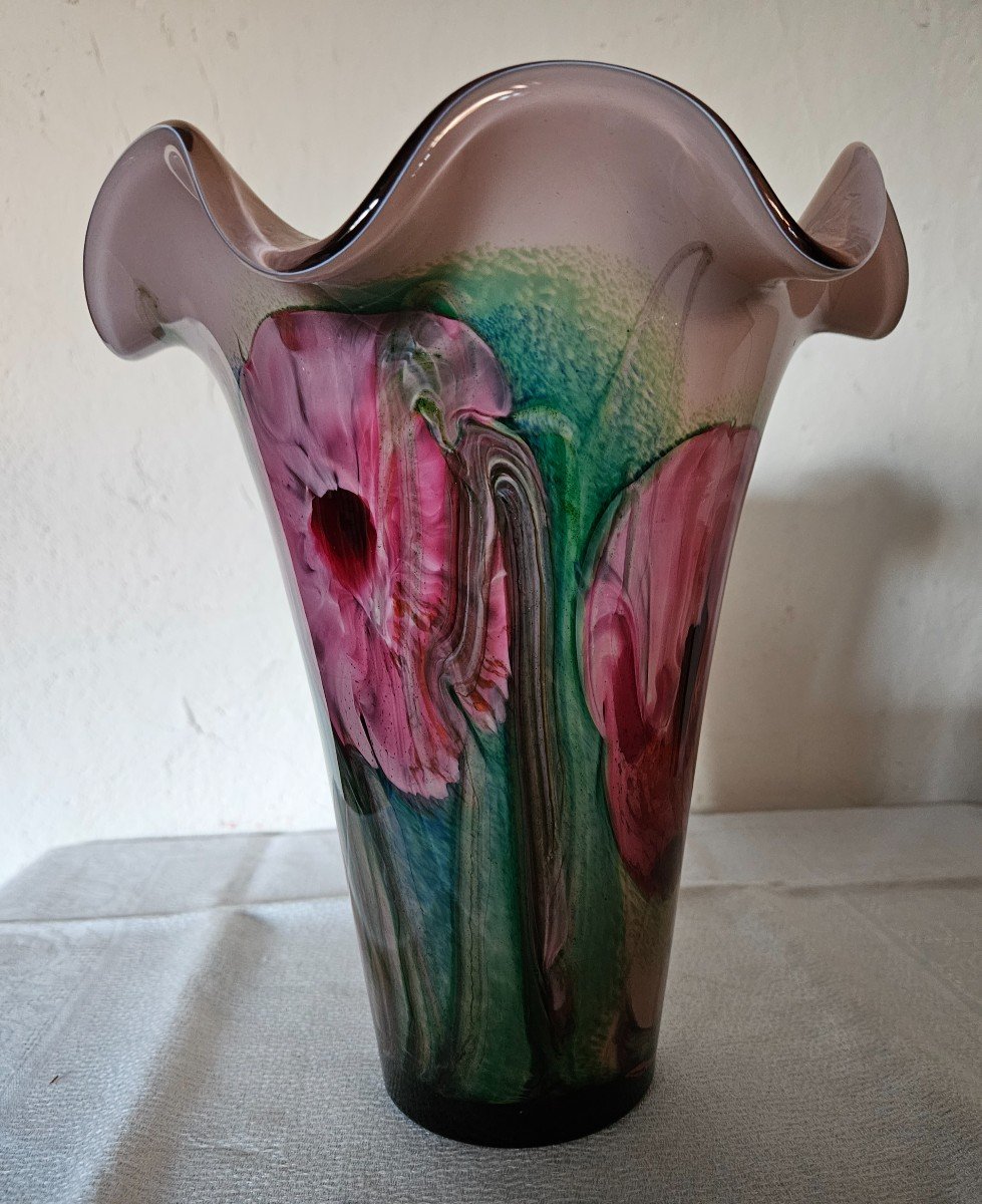 Vase Soufflé Du  verrier Joseph MILANE  à  Biot - époque  20ème-photo-1